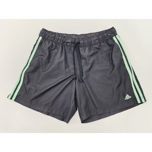 UNISEX‎ L Y2K ADIDAS SHORTS STRIPED BLACK DRAWSTRING ELASTIC WAIST